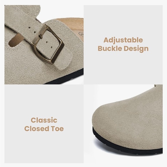 ❌SOLD Women’s Beige Suede Boston Clogs - Picture 4 of 8